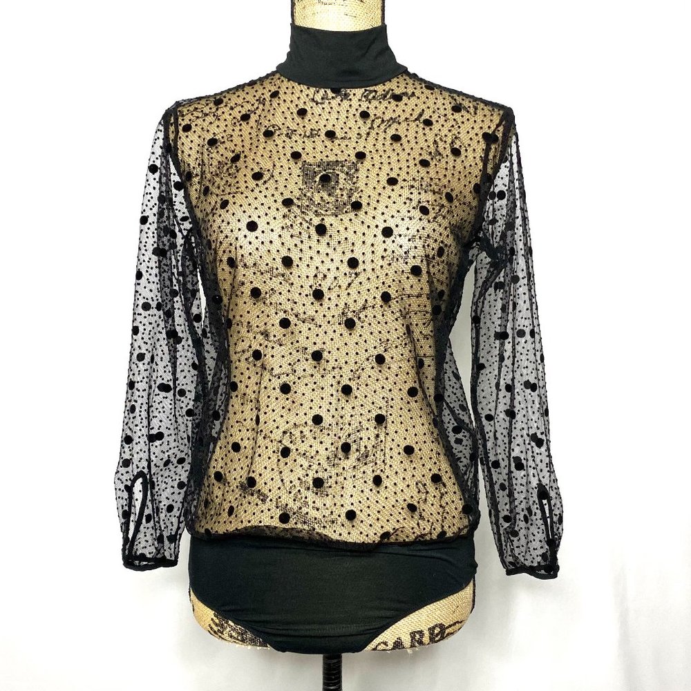 Victoria's Secret Black Sheer Polka Dot Bodysuit